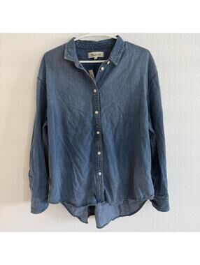 NWT Madewell Denim Chambray Button Down Shirt Sz L